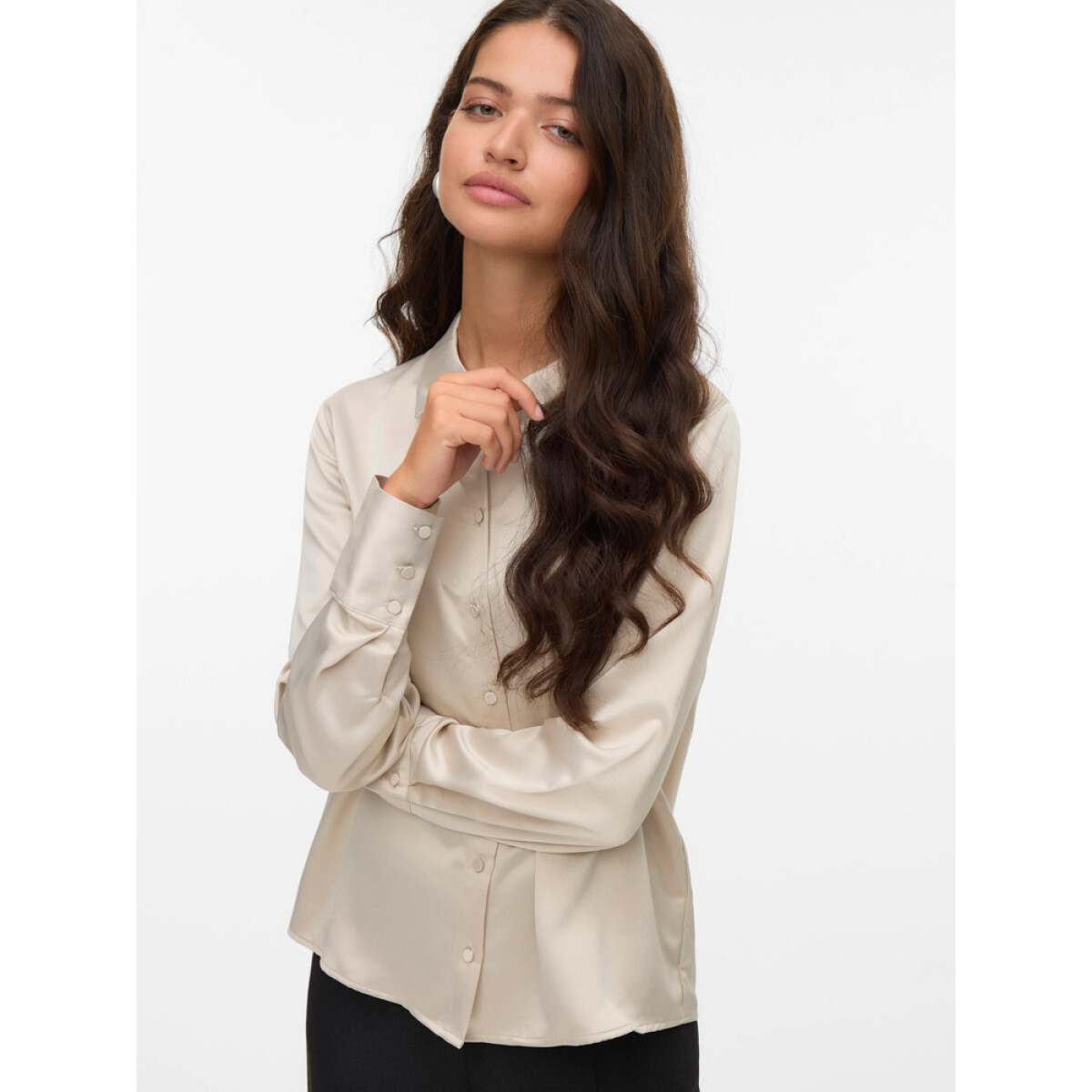 VMMERLE LS SHIRT WVN GA NOOS - Pumice Stone 