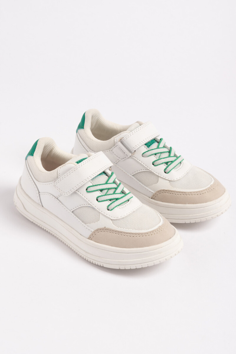 Zapatilla con velcro combinada - Blanco 