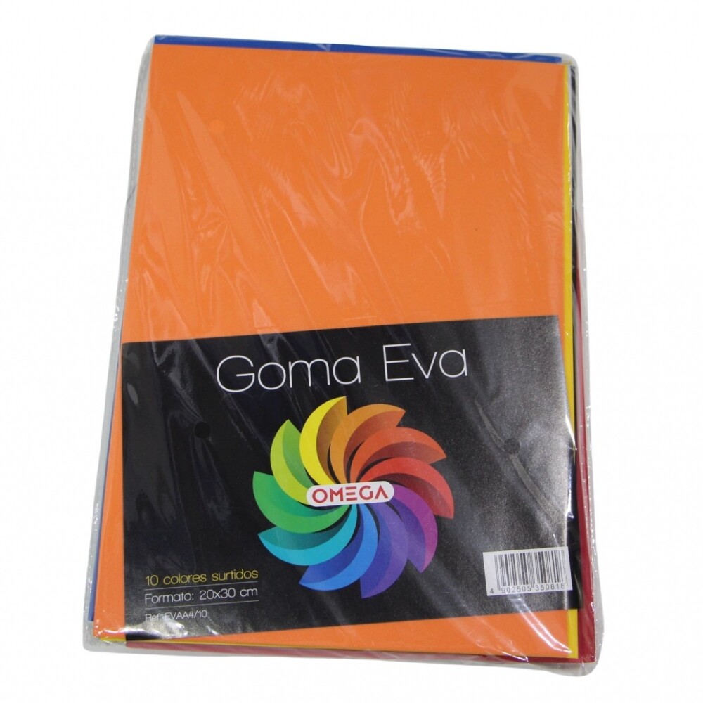GOMA EVA X 10 COLORES TAMAÑO 20 X 30 CM GOMA EVA X 10 COLORES TAMAÑO 20 X 30 CM