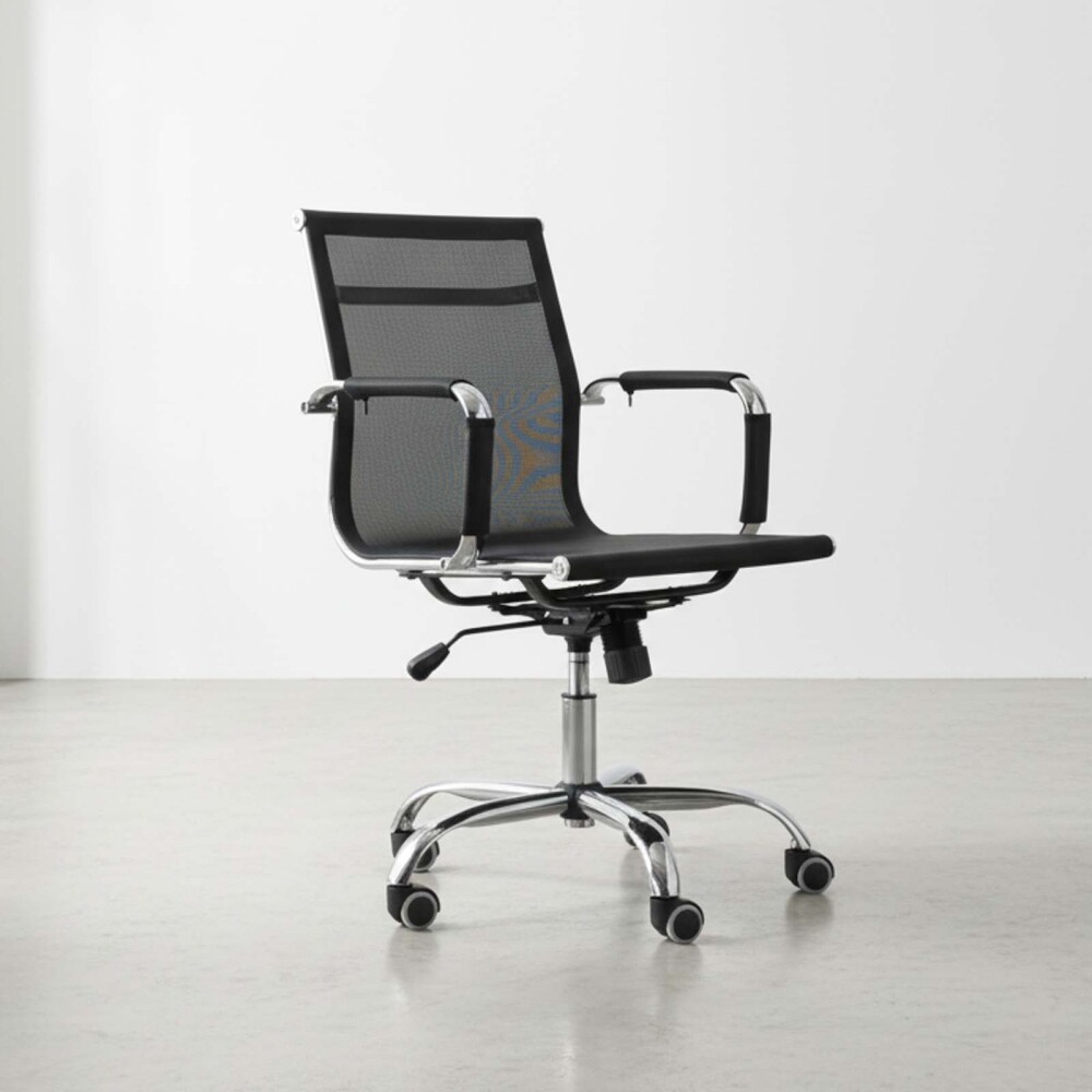 SILLA GIRATORIA DE OFICINA MALLA-Y-METAL NEGRO MALLA