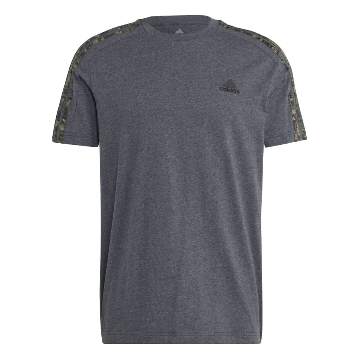 Remera Adidas Essentials Tres Tiras de Hombre - IC9344 - Gris Oscuro-negro 