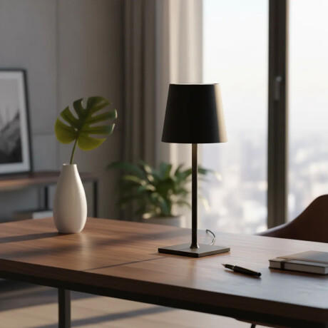 Lampara de Mesa con Luz Led 38cm Alto para Hogar Oficina Negro