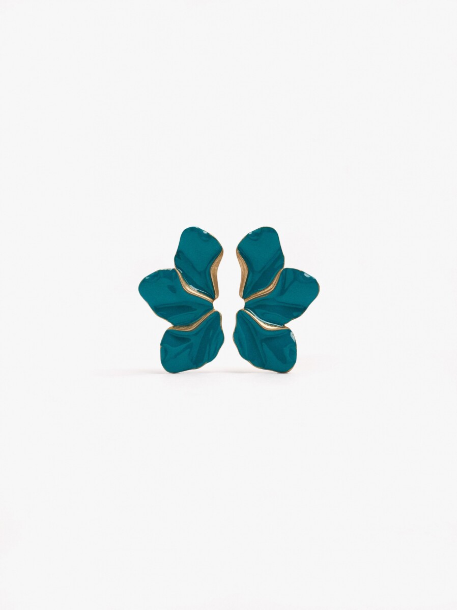 Pendientes Medianos Flor - azul 