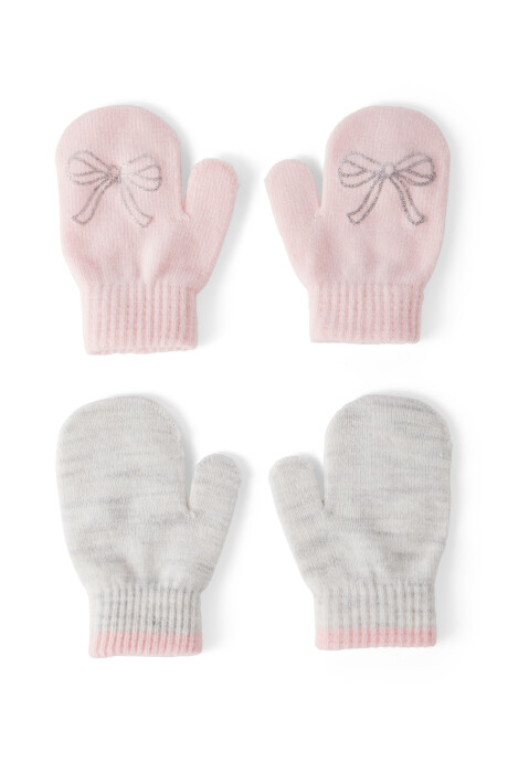 Pack dos pares de guantes mitones, diseño moñas Sin color