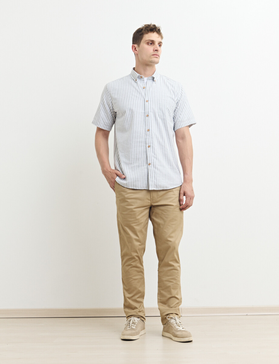 012635 CAMISA HARRINGTON LABEL Blanco/kaki