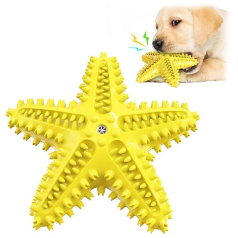 Juguete Perro Dental Morder Higiene Estrella Marina Flotante Color Variante Amarillo