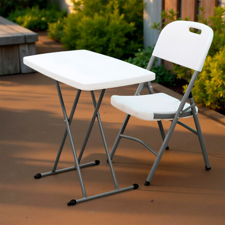 Sillas Plegables Metal Set X2 Jardín Hogar Camping Blanco