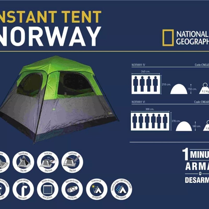 Carpa National Geographic Instant Tent 4 personas Carpa National Geographic Instant Tent 4 personas