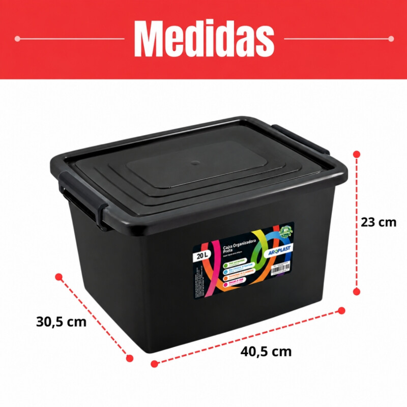 Caja organizadora 20lts NEGRO