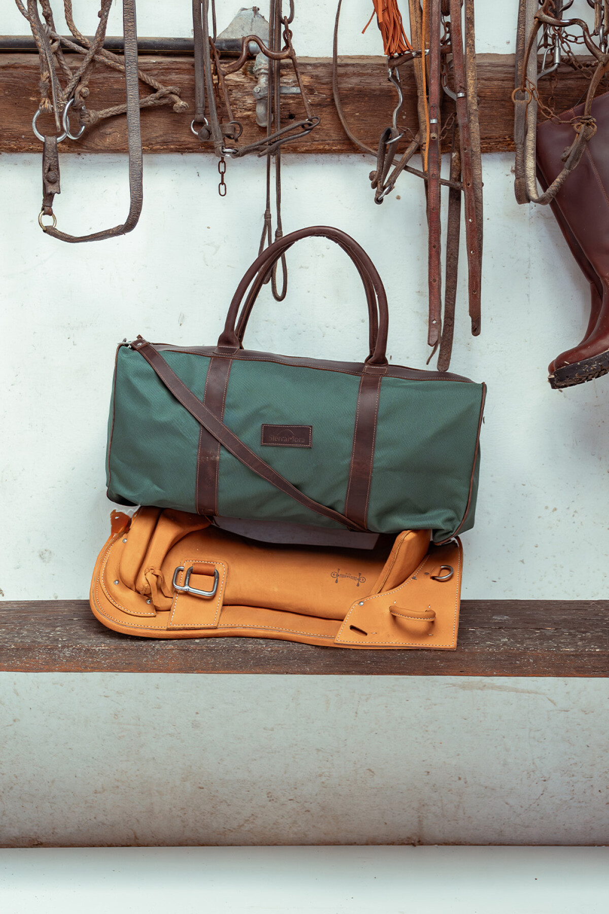 Bolso Sport XL Chocolate / Verde Inglés