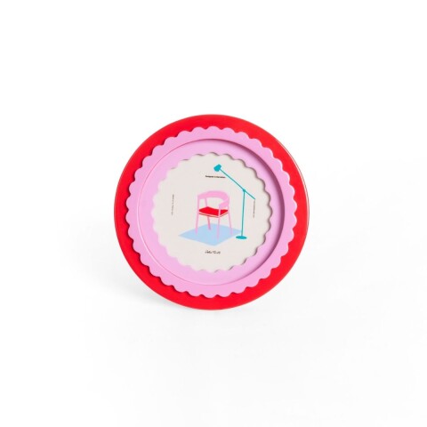 Portaretrato circular de madera Glossy Rojo