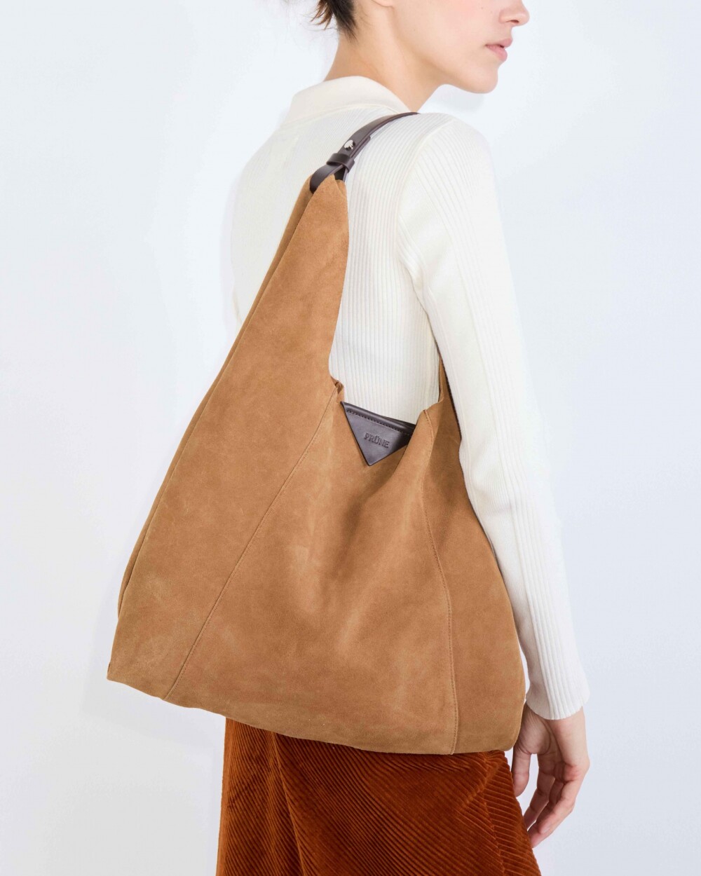 Bolso The Shopping en cuero gamuza Cuoio Marron