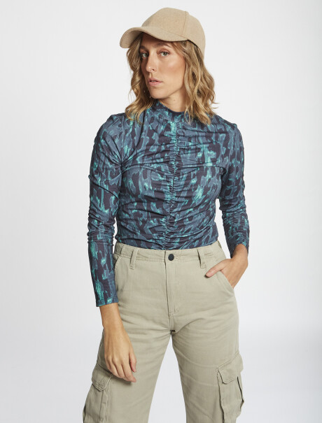 Polera frunce verde