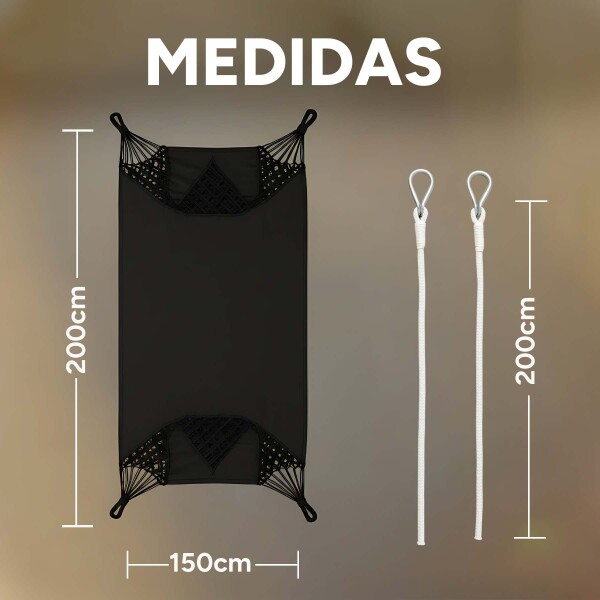Hamaca Paraguaya Silla Colgante Reforzada Jardín Bolso + Acc Color Negro
