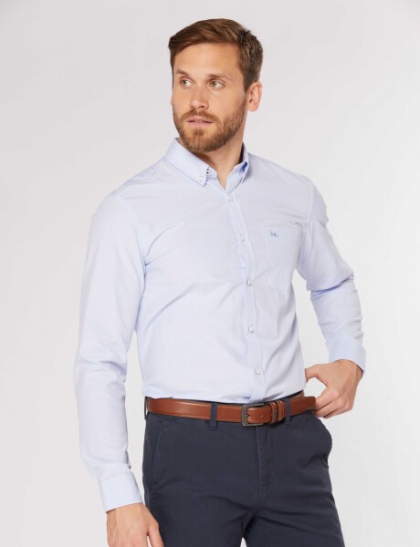 CAMISA RAYADA Celeste