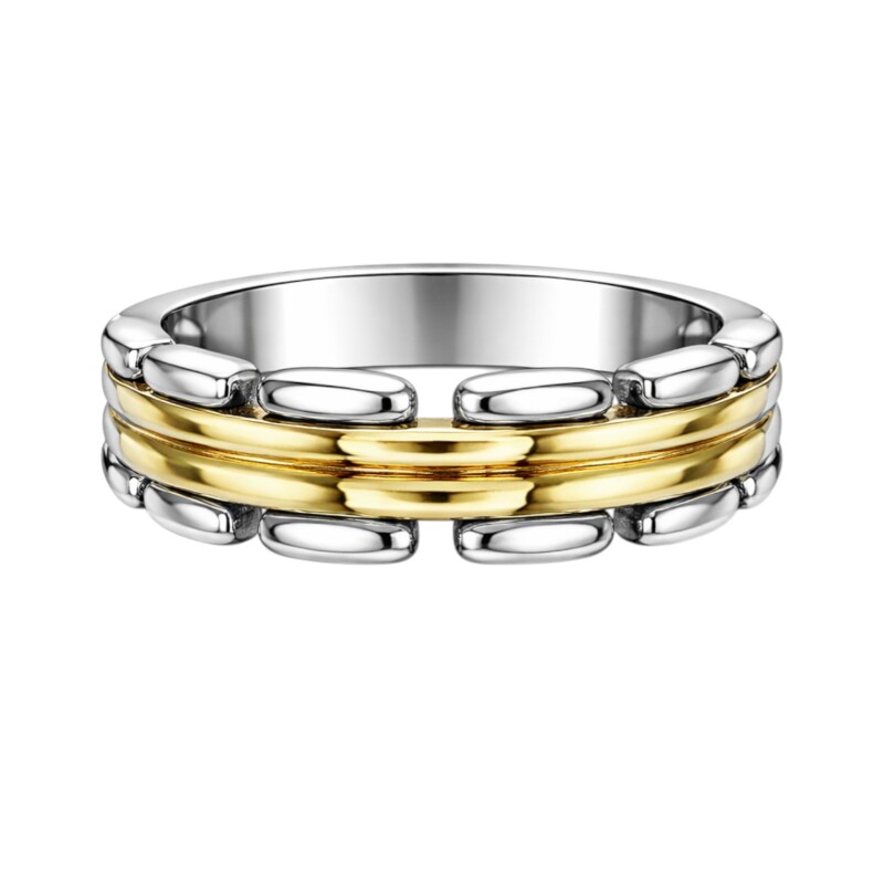 Anillo Labrado - Plata y Oro- Sin Piedra-AN5979 sinpiedra