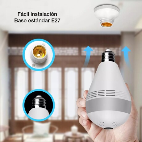 Cámara Lámpara Espía HD 360° Luz Wifi App Audio Video Graba Blanco