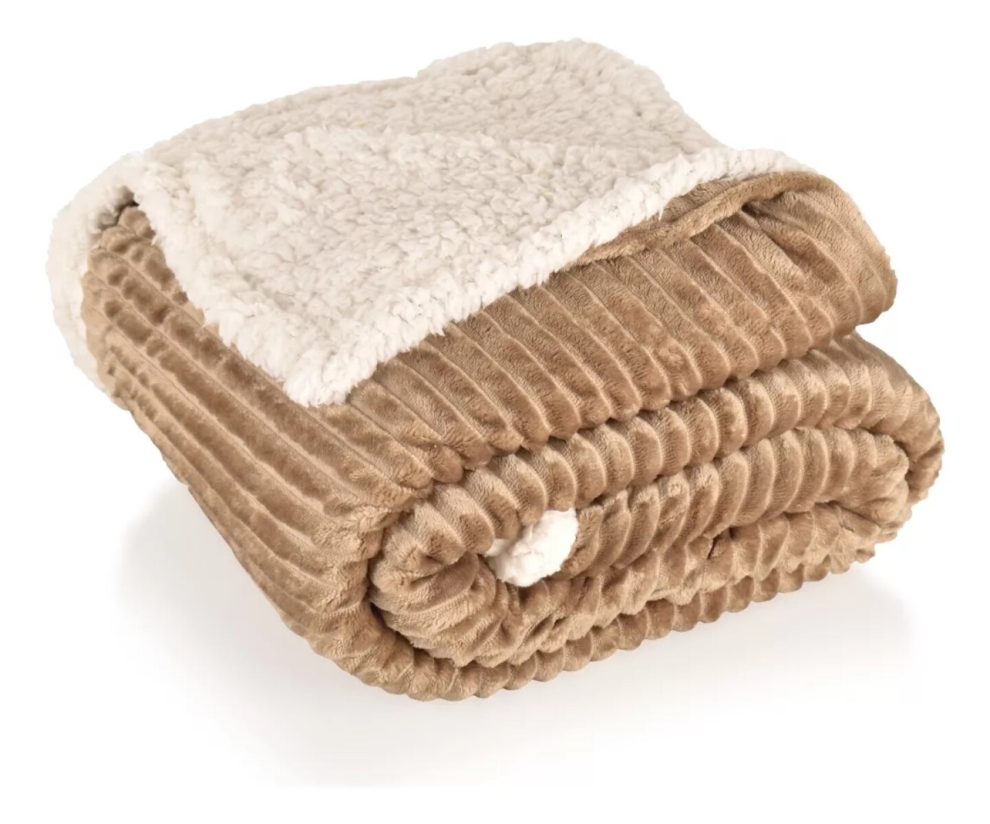 Frazada Reversible Flannel Jacquard Con Sherpa 150x200 - Khaki 