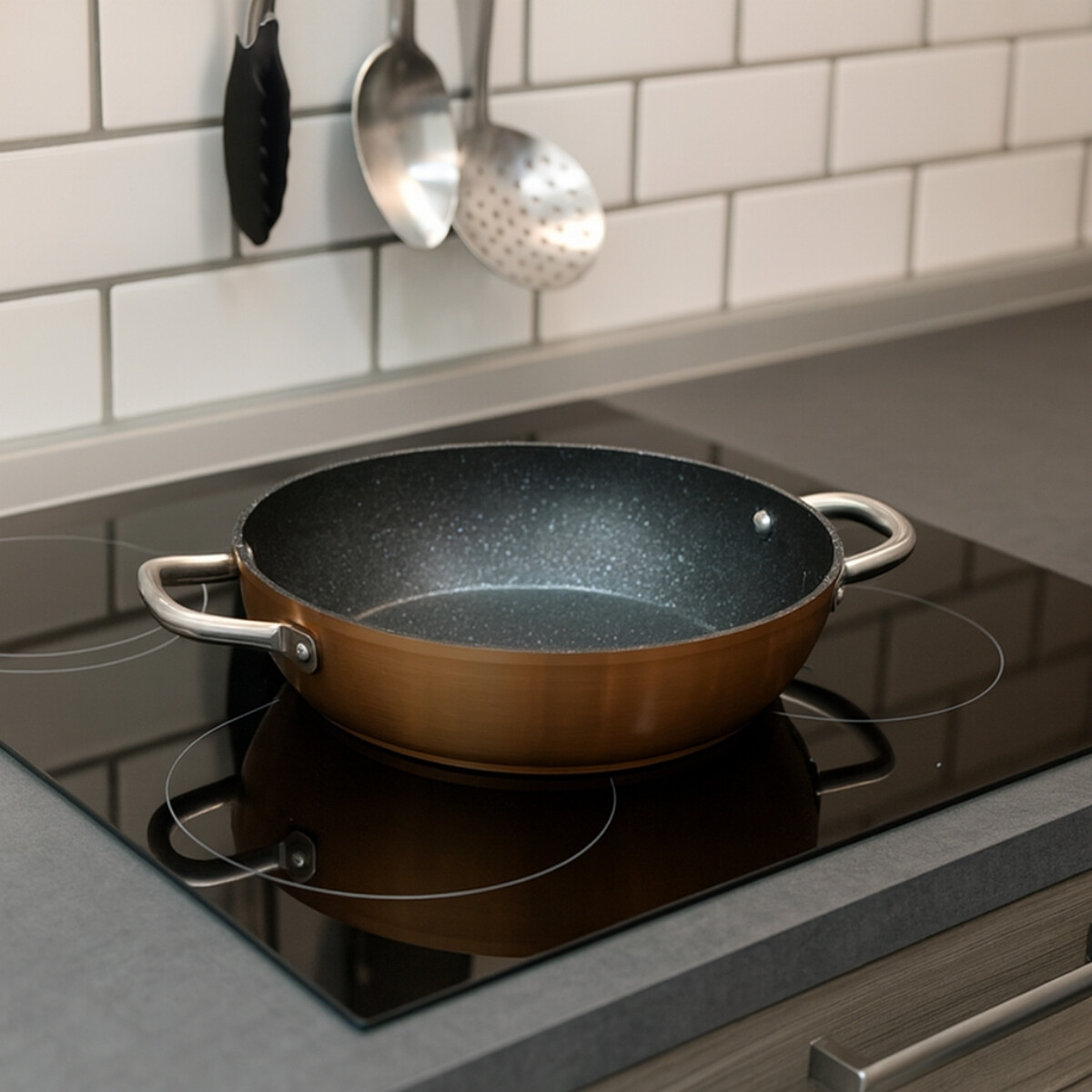 Wok Honda con Asas Natura Copper 28 cm 