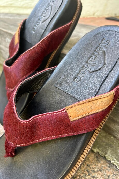 Flip Flop Shoes Cowhide Bordeaux