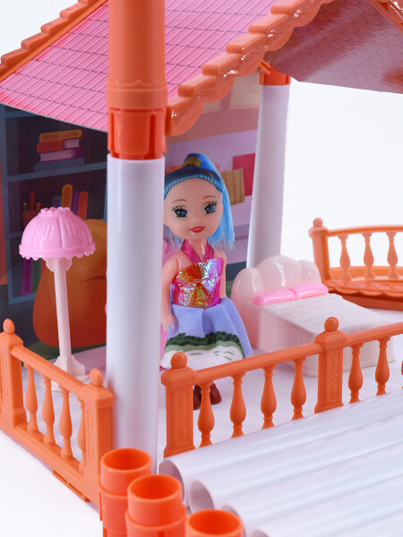 CASA 2 PISOS CON ACCESORIOS ROSADO