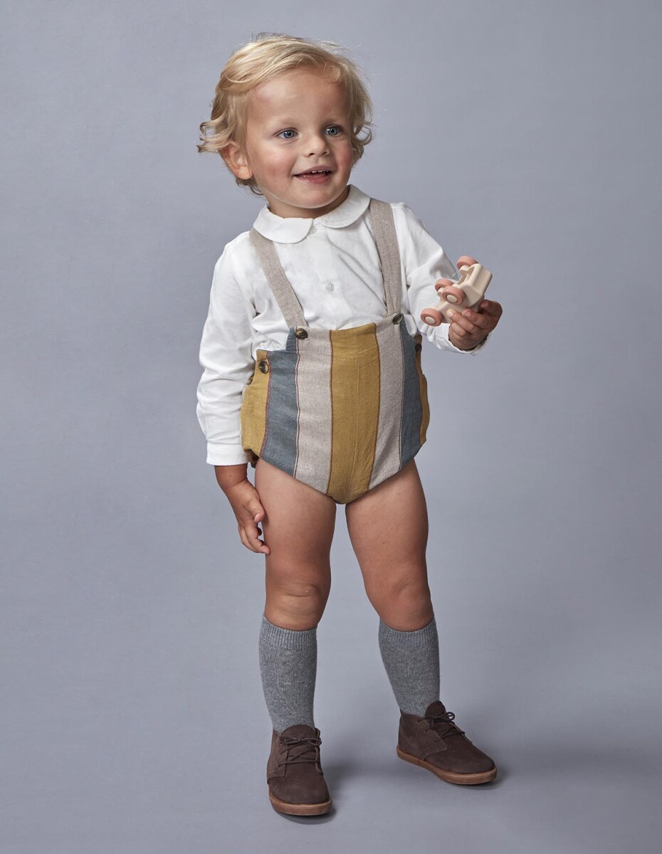 Pantalon Corto De Rayas - Petroleo 