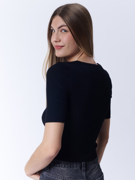 Remera Punto Rib Negro