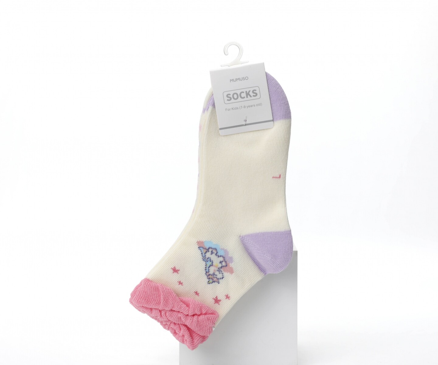 CALCETINES CORTOS DE CABALLITO PARA NIÑOS (2 PARES/ROSA Y MORADO) 