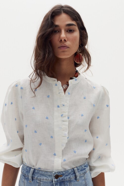 Camisa Gaia en Lino Tiny Sky Hearts