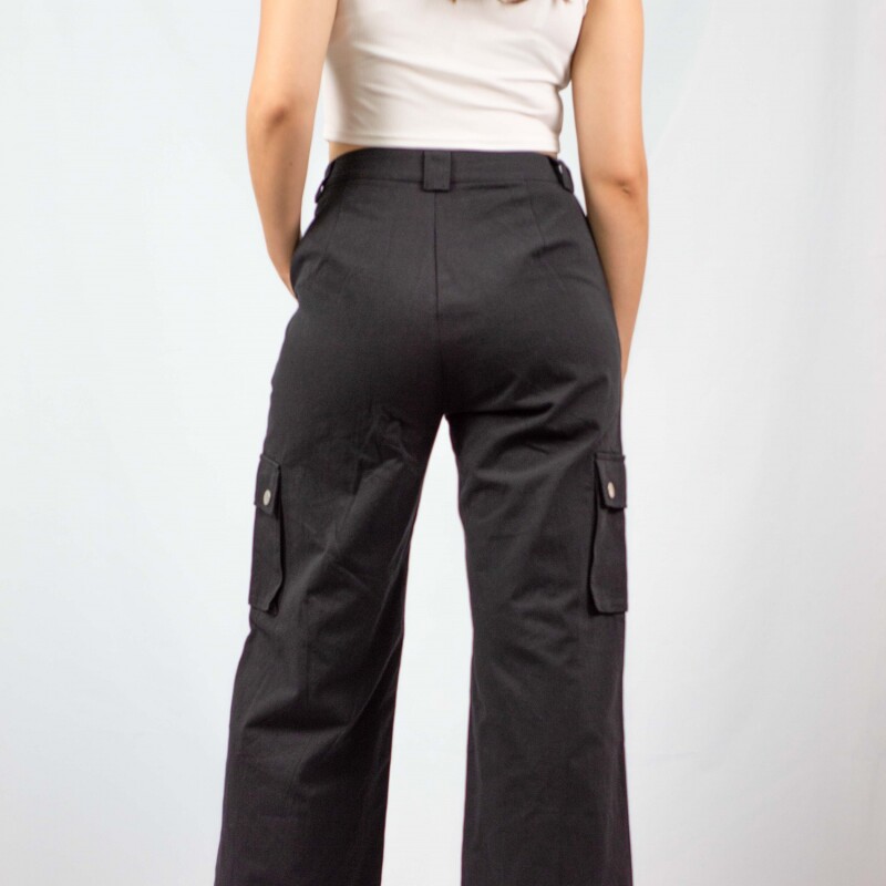 Pantalon Cargo Cropped Black