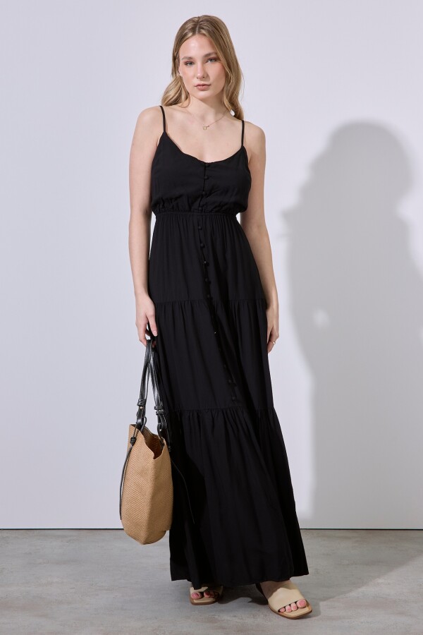 Vestido Maxi Botones NEGRO