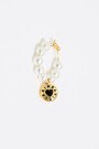 PENDIENTES ARO PERLAS Y LOGO C Oro