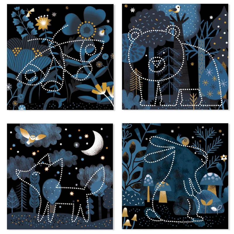 Set artístico Perforado Bosque de noche Djeco Set artístico Perforado Bosque de noche Djeco