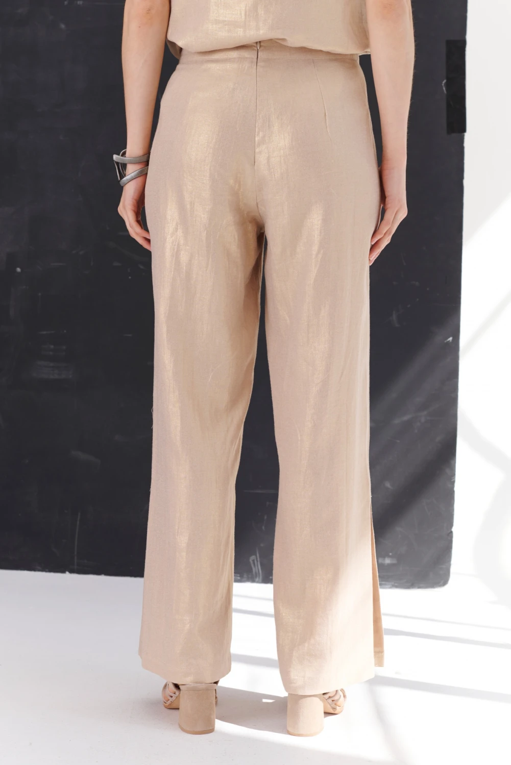 PANTALON LINO FOIL dorado 5