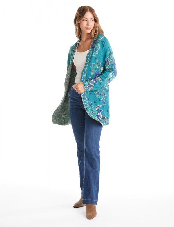 Cardigan Abierto Estampado VERDE/MULTI