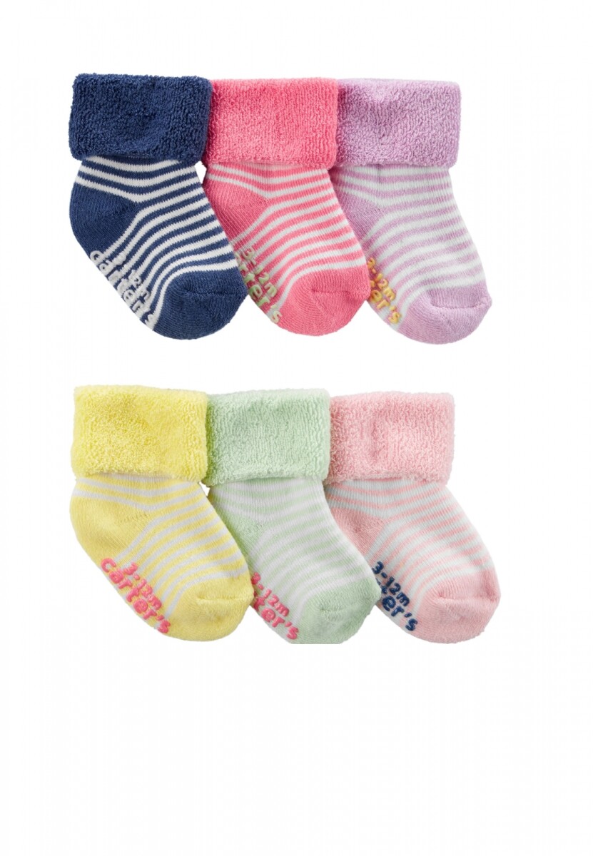 Set Medias Carters x6 Colores rayas Rosa 