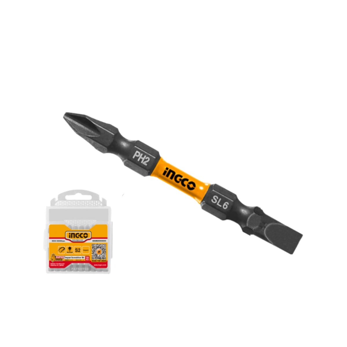 PUNTA ATORNILLADOR IMPACTO PH2+SL6 65mm INGCO Punta Atornillador Impacto Ph2+sl6 65mm Ingco