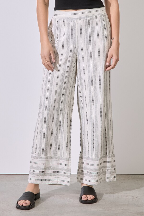 Pantalon Wide Lino BEIGE/MULTI