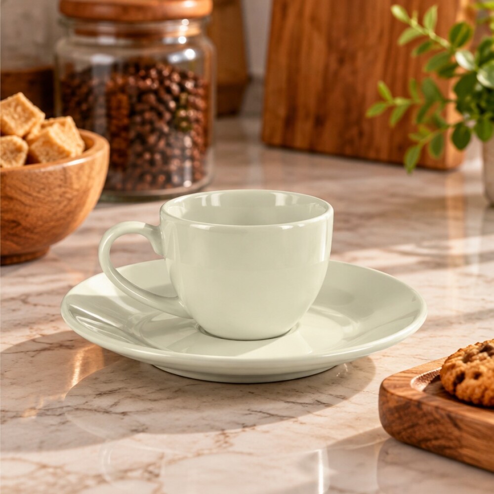 Taza blanca con plato 120 ml Taza blanca con plato 120 ml