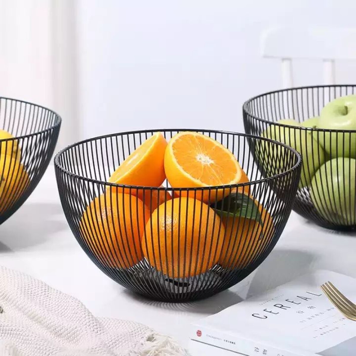 Frutero De Mesa Metálico Negro Ø 25cm x Alto 15cm 