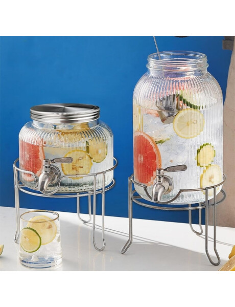 DISPENSADOR 5L VIDRIO RAYITAS BASE METAL PLATA DISPENSADOR 5L VIDRIO RAYITAS BASE METAL PLATA