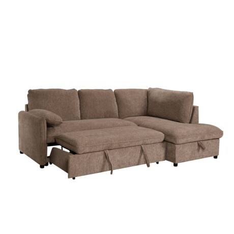 Rinconera cama Cosmo (c/baúl) - Tela Microfibra - Chaise derecho 410 (Tostado)