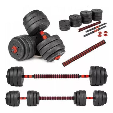 Set de 2 Mancuernas + Barra 3 en 1 + 25 kg en pesas Randers Set de 2 Mancuernas + Barra 3 en 1 + 25 kg en pesas Randers