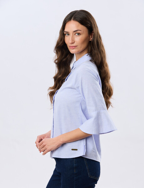 CAMISA DE LINO CON VOLADOS Lavanda