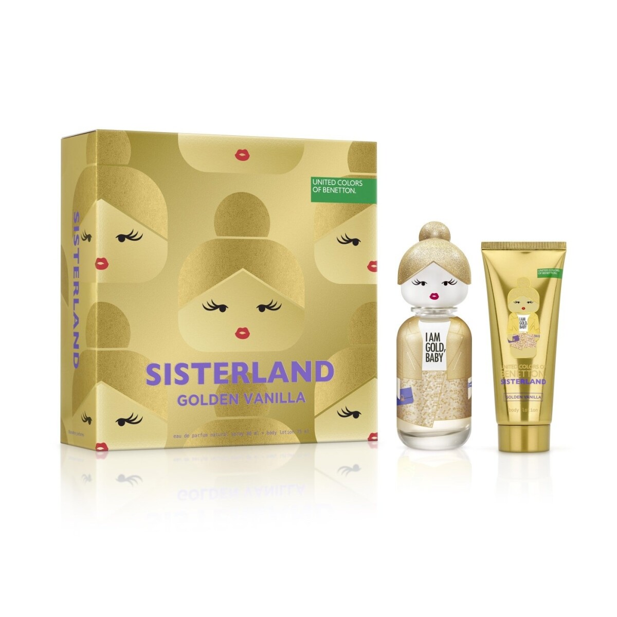 Benetton Estuche de Regalo Sisterland Golden Vanilla - Eau de Parfum 80ml + Body Lotion 75ml - Femenino 