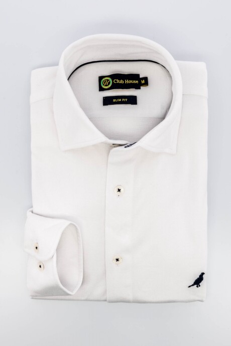 Camisa jersey Short collar Blanca