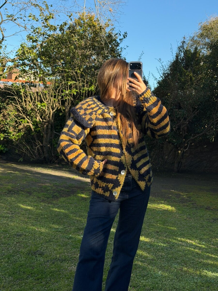 Short Eclectic Sweater - Mostaza / Azul Marino 