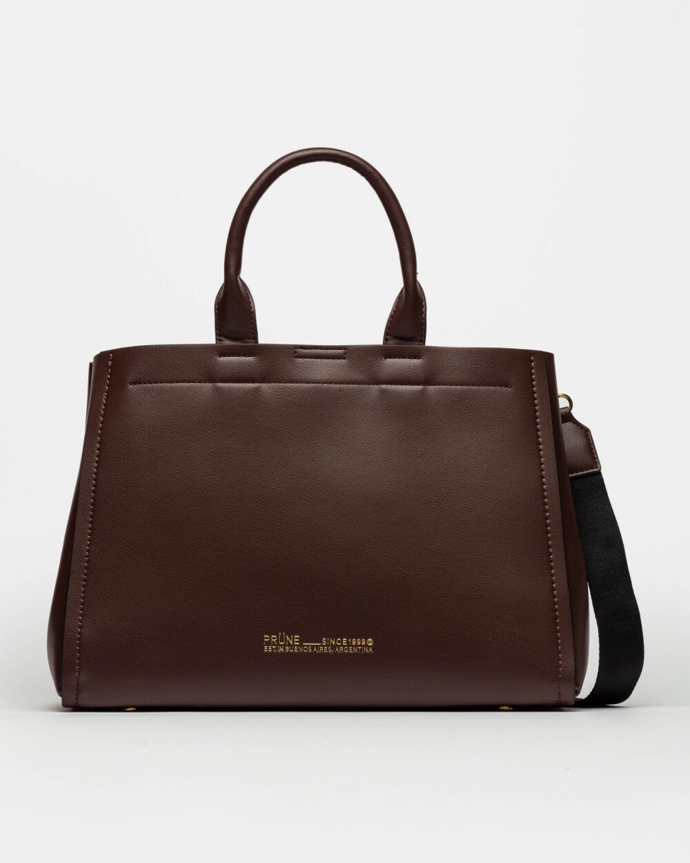 Cartera de Mano Anette Grande en Efecto Cuero Liso Marron