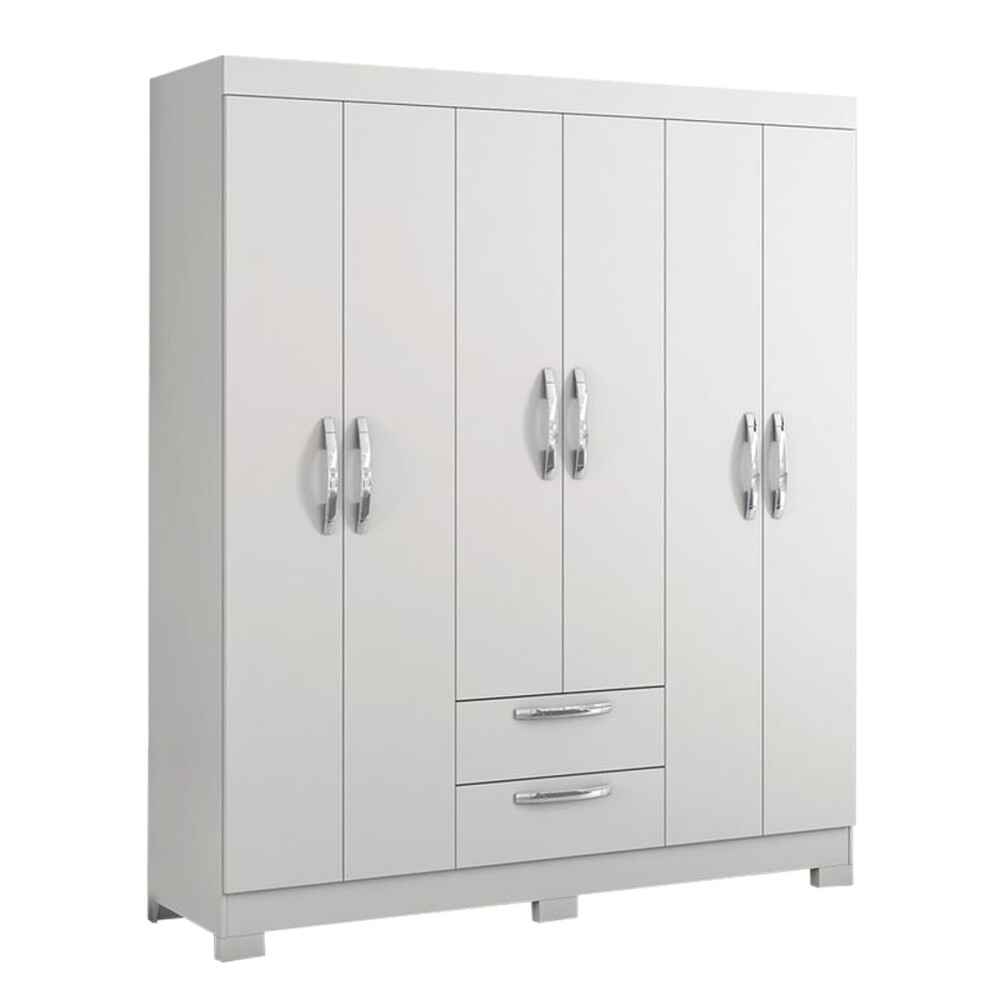 ROPERO 6 PUERTAS 2 CAJONES GUARDARROPA ARMARIO PLACARD CLOSET BLANCO