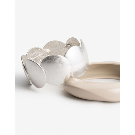 Pulseras Elásticas Sets Metal Plateado Plata Cepillada Mate